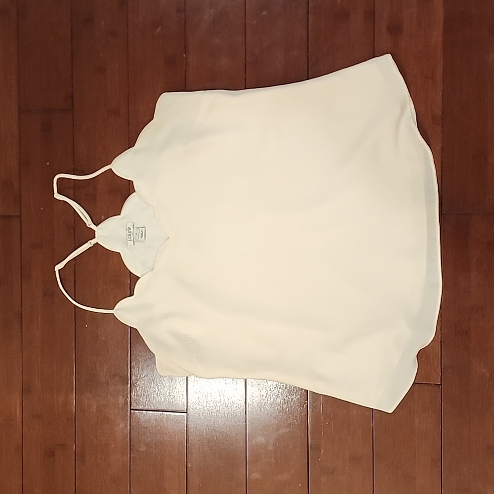 J Crew Factory White Scalloped Blouse Size 4